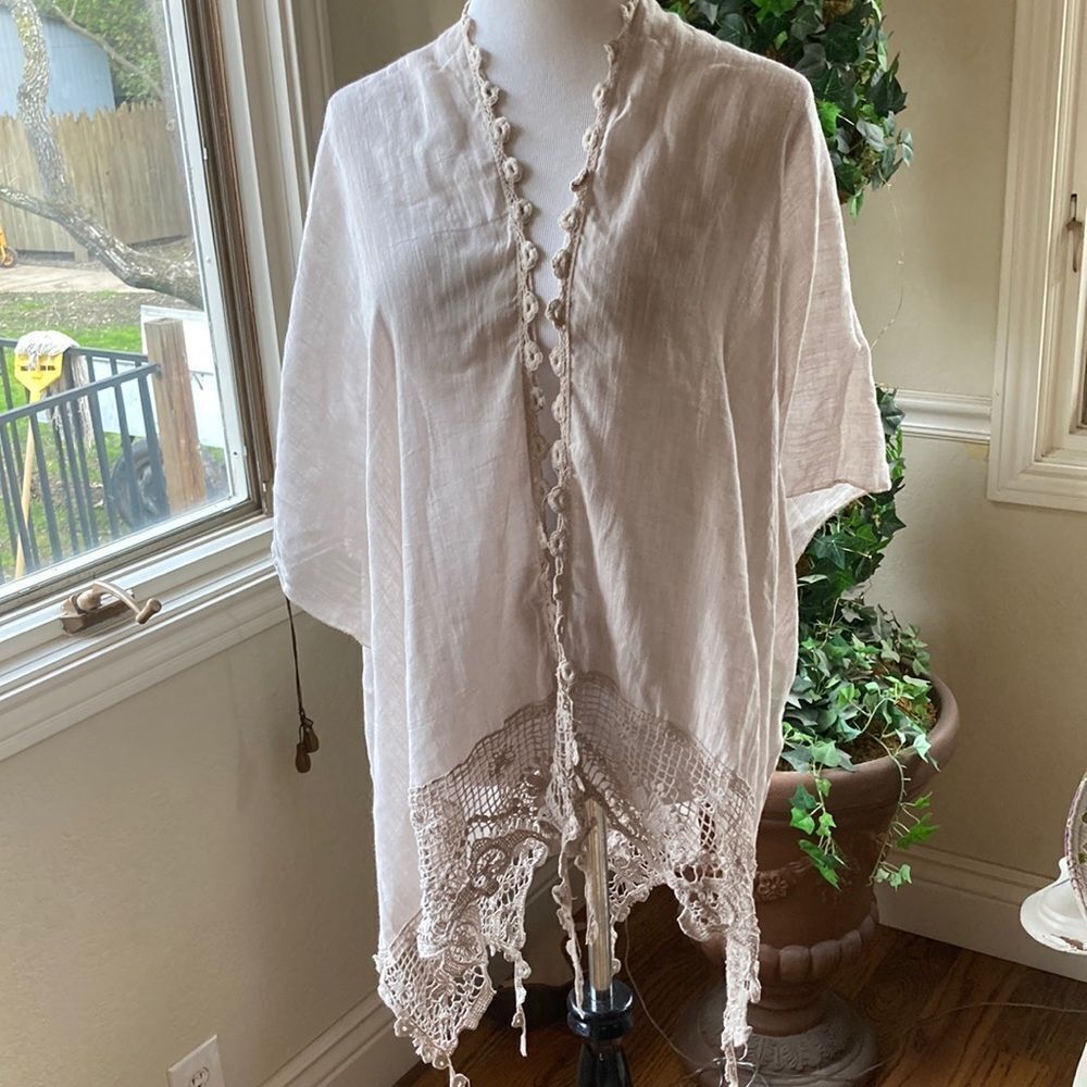 Light Pink Crochet Trim Sheer Wrap